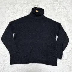 【ショコラフィネローブ】タートルネックニット/フリー/ダークグレー/ゆったり