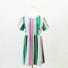 【送料無料】ビビットストライプのゆったりミニワンピース♥︎