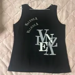 VALENZA バレンザ ロゴプリント ラインストーン タンクトップ ブラック