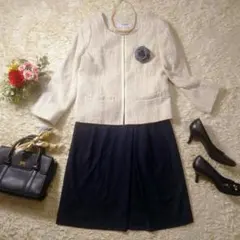 ママスーツ✨NBB ノーカラー ツイード ミシェルクラン スカート M相当