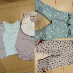 ベビー服セット 肌着ロンパース　パンツ80 90サイズ　コトリ　ガーゼスタイ