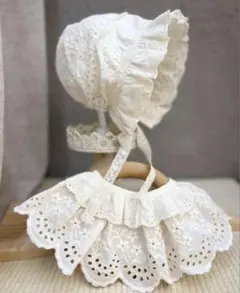綿100% コットンレース　ボンネット　お宮参り　セレモニードレス