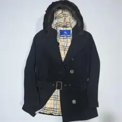 BURBERRY BLUE LABEL　ラビットファー ウールコート フード
