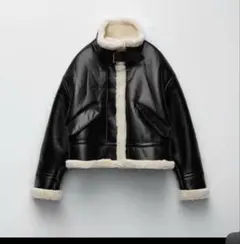 zara フェイクレザーボアジャケット