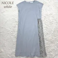 NICOLE white ペイズリー 切替 フレンチスリーブ ワンピース