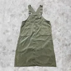 オリーブグリーン コーデュロイ オーバーオール