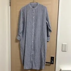 専用【美品】無印良品　ストライプ リネンシャツワンピース サイズML