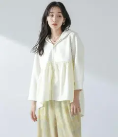 【新品】布帛コンビジップパーカー