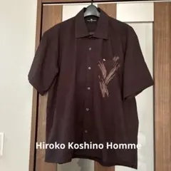 Hiroko Koshino Homme 半袖シャツ ブラウン L 透け感　清涼のサムネイル
