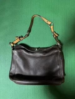 【未使用】coach ダークブラウン レザー ショルダーバッグ