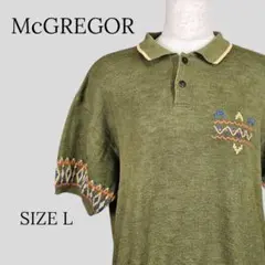 McGREGOR マックレガー ニット 半袖 ポロシャツ カーキ L