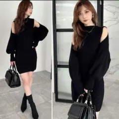 お値下中RESEXXYリゼクシー　オフショルニットワンピース