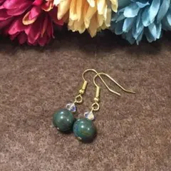 【再販5】【献身・一途さの象徴】ブラッドストーンとスワロフスキークリスタルピアス