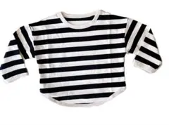 白と黒のストライプ 長袖カットソー 110cm