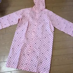 ピンク 水玉 フード付き レインコート 約90cm