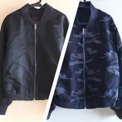リバーシブル ブラック・迷彩柄 ジャケット ブルゾン ジャンパー 薄手