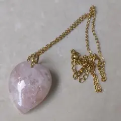 桜瑪瑙 81 ハート 天然石 ネックレス サージカルステンレス ゴールド