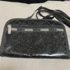【美品】レスポートサック ブラックグリッターマルチケース