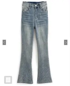 GRL ビジューデニムフレアパンツ