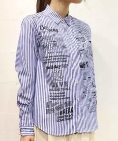 キャンプモチーフ MAPプリント ストライプシャツのサムネイル