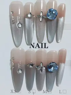 A1グラデーションネイルチップ ストーン付きSサイズ10個セット