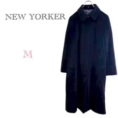 ▼ニューヨーカー【M】ロングコート ピーコート アンゴラ•羊毛混合 シンプル