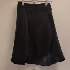 ベロア　巻きスカート　黒　ウエストデザイン