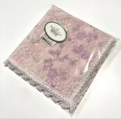 新品未使用 タグ付　TOCCA タオルハンカチ 花柄刺繍 レース ピンク ギフト