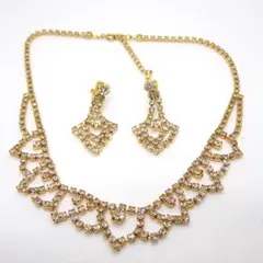 美品　ネックレス　イヤリング　セット　ゴールド　フォーマル
