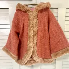 メゾピアノフード付きピンクコート