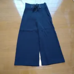 ZARA BASIC ダークブルー レースアップウエスト ガウチョパンツ