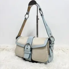 COACH ターンロック スエード ワンショルダー ブルー 10621 - メルカリ
