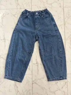 GU キッズ バレルレッグジーンズ 120cm ブルー