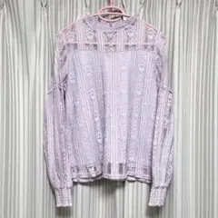 新品 ローズティアラ フラワープリント 半袖ブラウス フリル付き 46 
