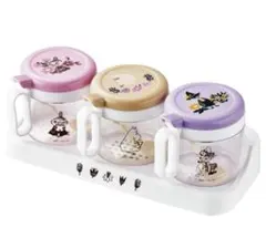 新品　ムーミン　リトルミイ　３個組　保存容器 スパイスラック　調味料カップ