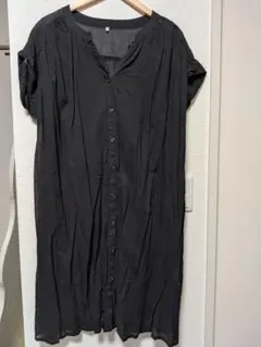 ブラック 半袖シャツワンピース 4L