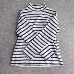 無印　ストライプ ハイネック 　　　長袖カットソー 130