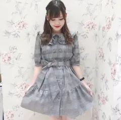 evelyn チェックダブルボタンワンピース