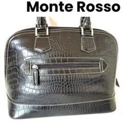 【美品】Monte Rossoモンテロッソ ハンドバッグ クロコダイル風ブラック