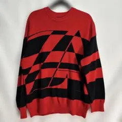 ZARA メンズL 赤黒デザインニット