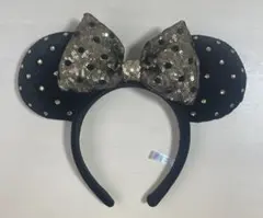 ディズニー カチューシャ　ミニーちゃん　ドット　黒金