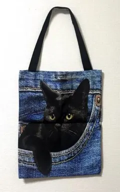 猫柄プリント　トートバッグ　S-3
