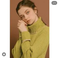 pinue タートルネック　リブニットワンピース　ピスタチオ