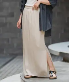 spickandspanサテンイージースカートベージュ