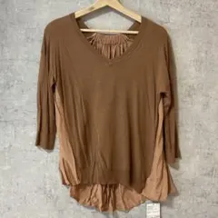 ナノユニバース　 ニット　 トップス　 七分袖 Vネック ブラウン