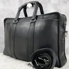A4可 美品 オールドコーチ レザー 2WAY ビジネスバッグ ロゴ型押し 黒