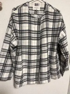 Samansa Mos2 ノーカラージャケット フリーサイズ　チェック柄