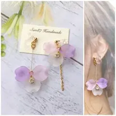 #114 マットフラワーのプチブーケ ピアス イヤリング 春