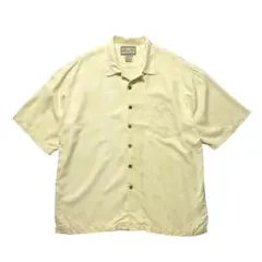 USA 古着 シルク 開襟 アロハシャツ ハワイアンシャツ メンズXL イエロー