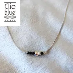 【値下げ】Clio blue クリオブルー　魚　黒石　シルバー925　ネックレス